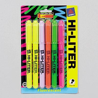 Avery 23565 hi-liter fluorescent pen style highlighters