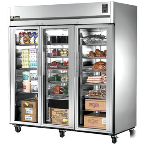 True TR3R-3G reach-in refrigerator, 3 glass doors, 76 1