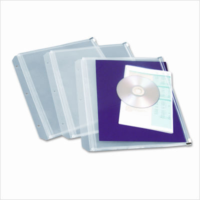 Zippered binder pockets, 8.5X11, clear, 3/pack