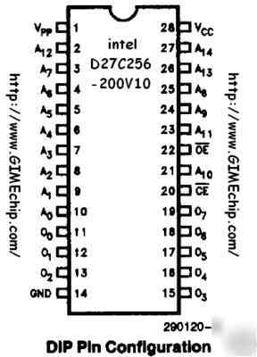 D27C256-200V10 eprom programmed w/your code 32KX8 cer 