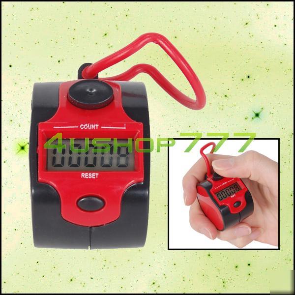 Mini electronic digital 5 digit hand tally counter red