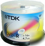 50 tdk dvd-r 16X fine matt full face printable blank