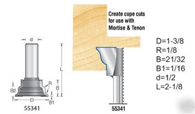 Amana ogee window sash and rail routerbits 1-3/8DIA1/8R