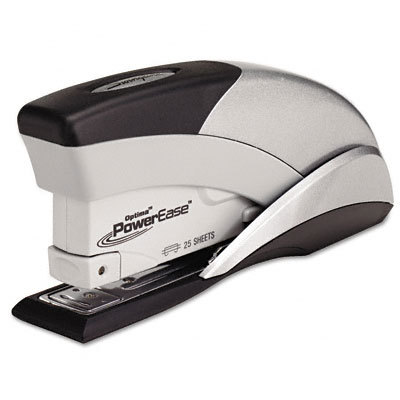 Optima powerease stapler, 25 sheet capacity, silver
