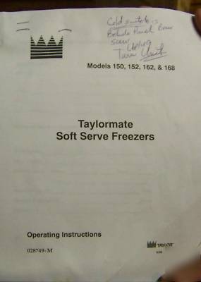 Taylormate soft serve freezer model 168