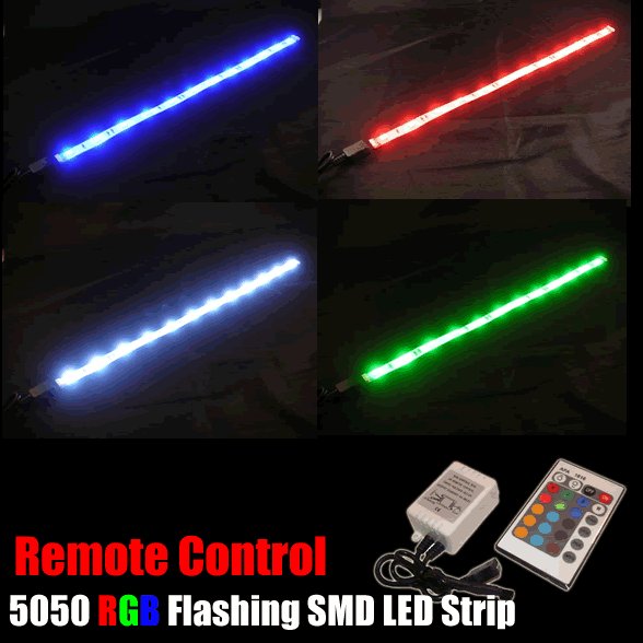 Remote control 12V 30CM rgb flashing 5050 smd led strip