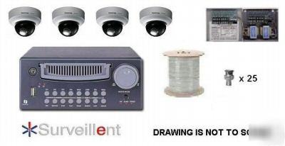 Complete everfocus 4 camera cctv package EDR410H-160