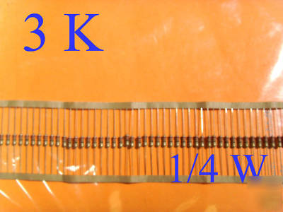 100 pcs.3 k 1/4 w resistor carbon film 3 k 0.25 w