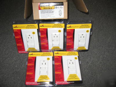 (5) cooper gfci receptacle switch 15 amp white led 2006