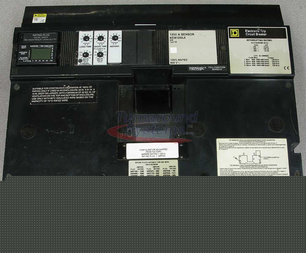 Square d NE361200LS breaker, 1200 amp 100% rated i-line
