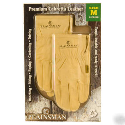 New 2PR plainsman cabretta leather gloves-medium nip 