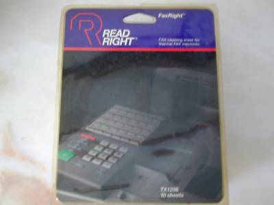 Faxright: read right:TX1236,thermal fax cleaning cloths