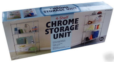 New chrome steel wire shelving 4 shelf storage rack