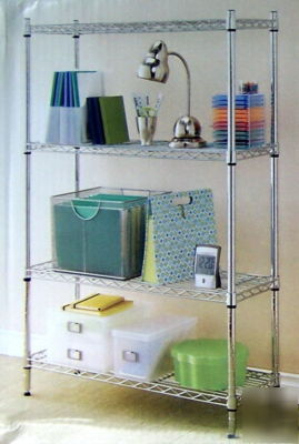 New chrome steel wire shelving 4 shelf storage rack