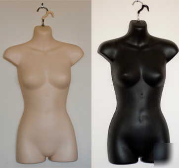 2 female mannequins black & flesh
