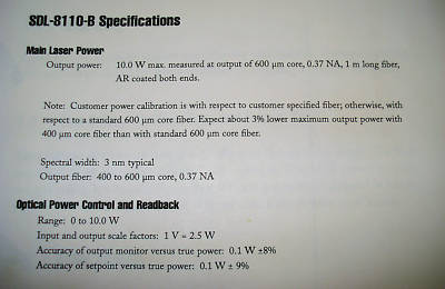 Spectra diode labs, sdl 8110B laser