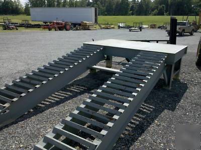 Steel step deck semi truck loading dock, portable