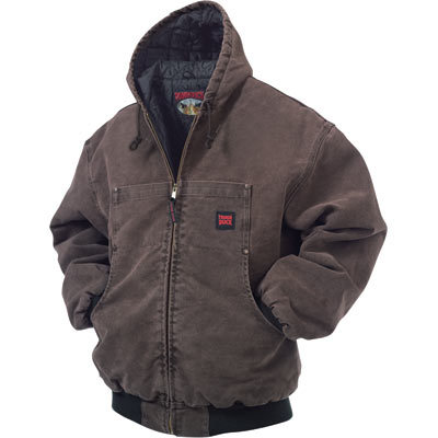 Tough duck washed hooded bomber - x-l, chestnut