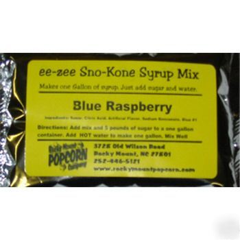 Snow cone mix makes 1 gallon of blue raspberry syrup 
