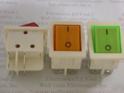  dpst rocker switch illuminated 20A 125V red gr orange