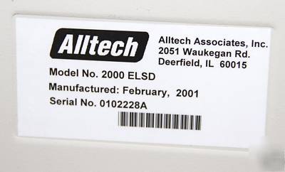Alltech elsd 2000 evaporative light scanning detector