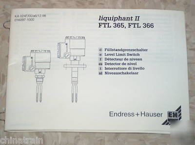 Endress hauser liquiphant ii ftl 366 level limit switch