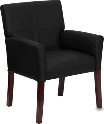 Executive leather reception chair mid back lounge seat