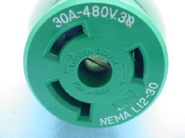 Leviton L12-30 locking connector plug 30A 480V 3Ã¸