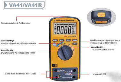 6K counts dc ac Ï‰ Î¼f khz auto identify multimeter VA41