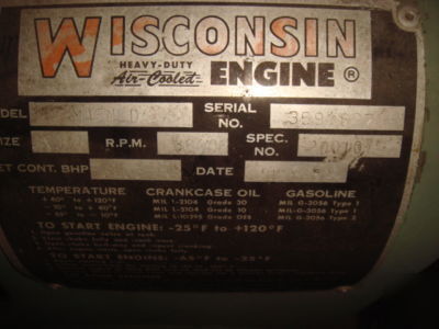 Wisconsin gas engine 3KW, 28 volt generator, portable