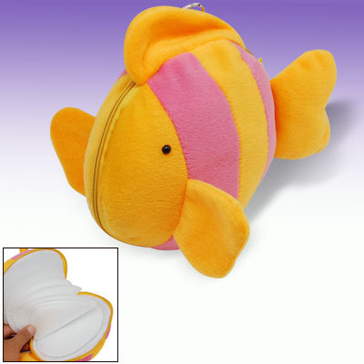 Yellow cute fish shaped cd dvd storage box bag holder