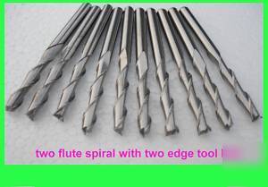 10 carbide cnc double flute spiral tool bits two edges 