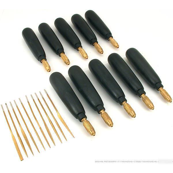 Diamond coated needle files & handles 20PCS