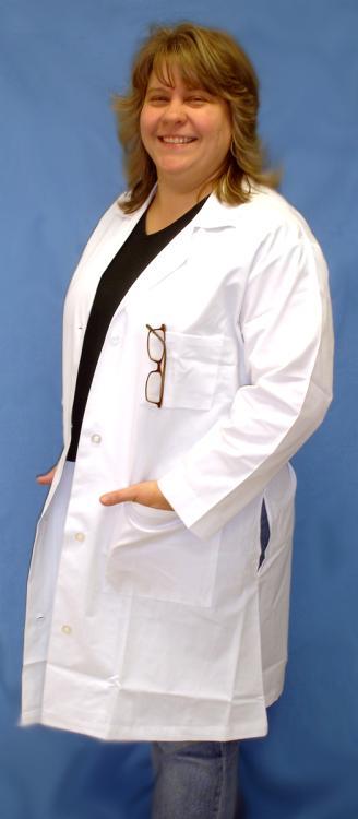 White lab coat choice of 6 sizes 35% dacron 65% cotton