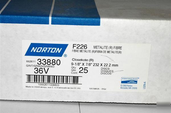 Norton F226 9-1/8X7/8 36G metalite fibre
