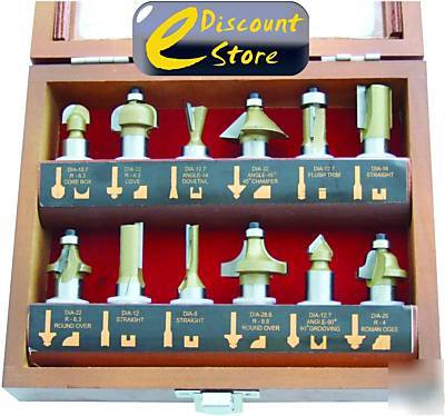New 12PC 1/2'' professional router bit set wooden case* *