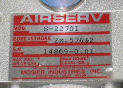 Lot of 2 - mosie airserv air cylinder assy. s-22701