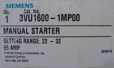 New siemens 3VU1600-1MP00 3P 22-32 amp manual starter 