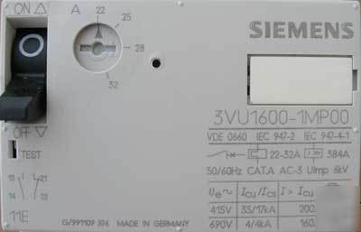 New siemens 3VU1600-1MP00 3P 22-32 amp manual starter 