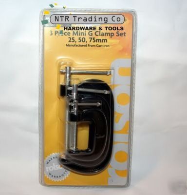 3 pc mini g clamp set 25, 50 and 75 mm - clamps , vice