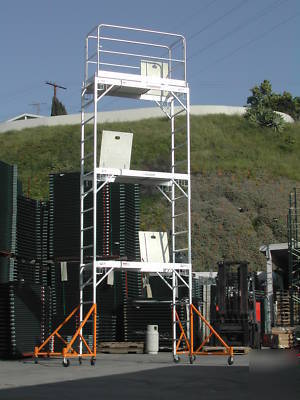Aluminum scaffold rolling tower 17' h gaurd rail u lock