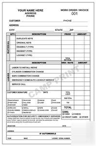 Locksmith invoice workorder - 250 2 part carbonles