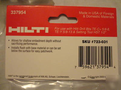 New hilti # 337954 drop in anchor 1/2