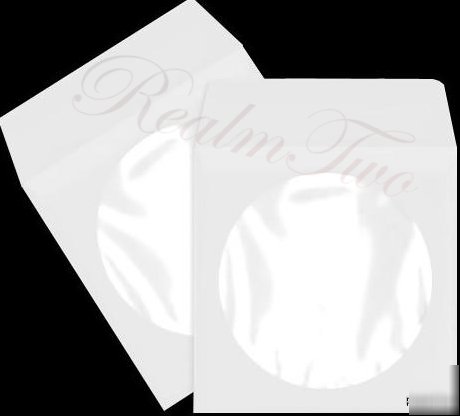 100 white cd/dvd sleeves with clear window
