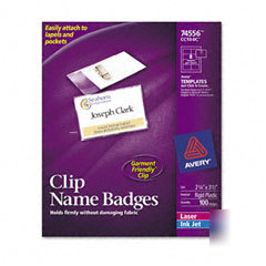 Avery clip style rigid 214X312 laserink jet badges