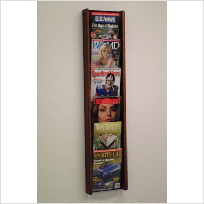 Six pocket acrylic and oak wall display wood medium oak