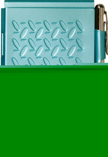 New flip notes turbo turquoise blue metal notepad w/pen