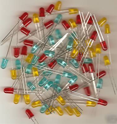 Led assortment lot of 75 5MM, red, green, yellow
