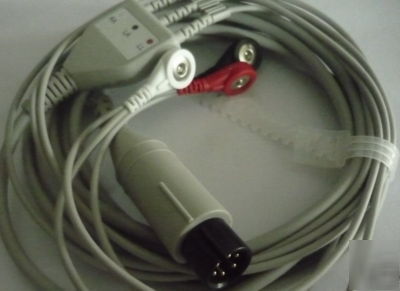 One piece patient monitor ecg cable with 3 leads 6PPLUG