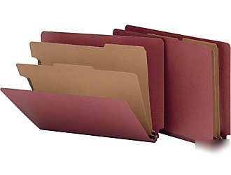 20-smead end tab classification folders 2-part grey/red
